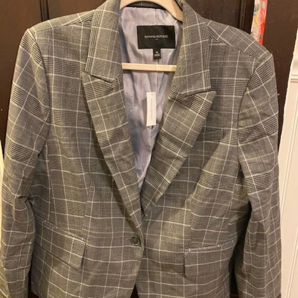 Gray Plaid Banana Republic Women's Blazer, Size 16, Brand New Jacket - Picture 1 of 6